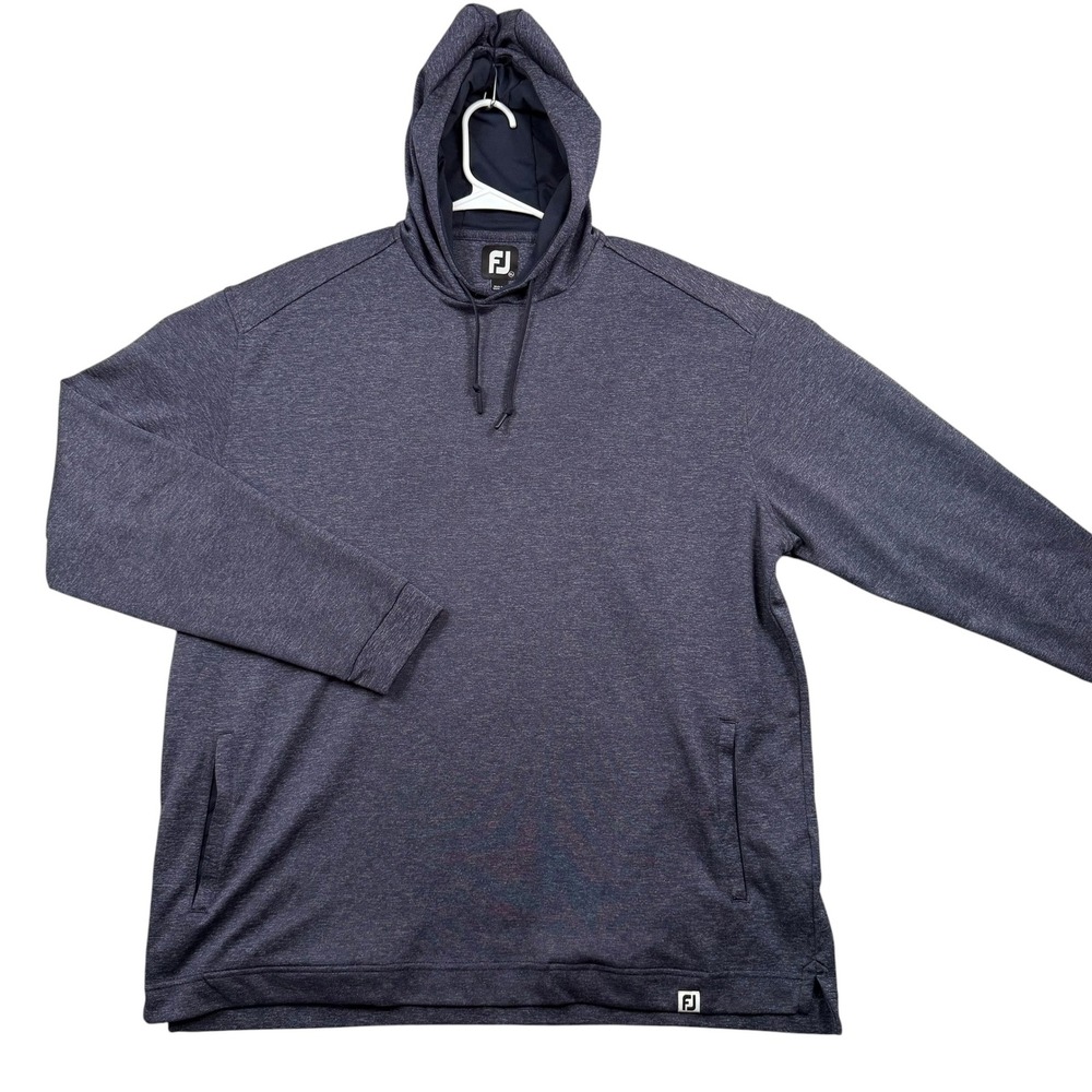 FootJoy Golf Hoodie Mens XL Navy Blue Heathered Performance Pullover 1795